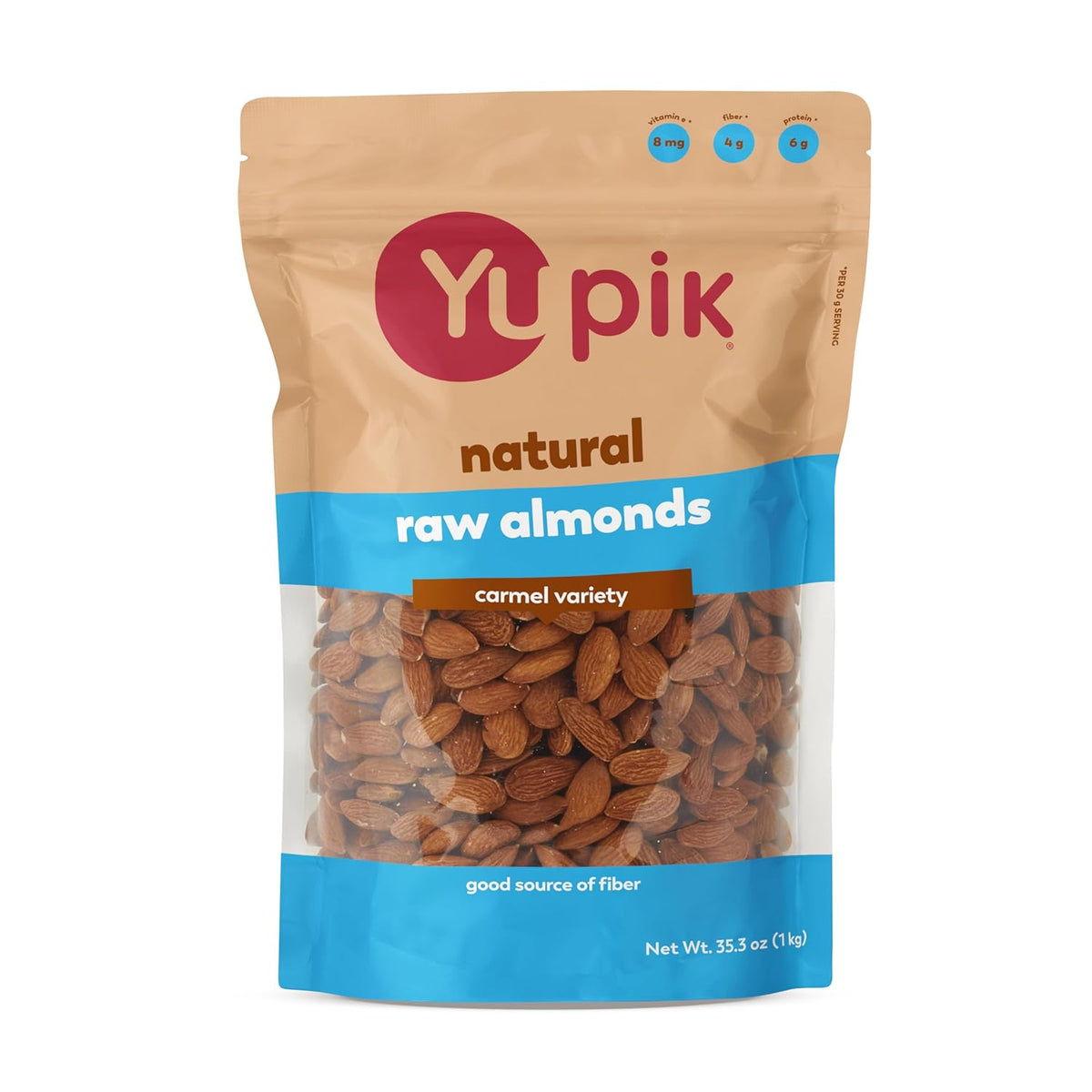 Yupik California Raw Almonds, Small Size, 2.2 lb, Gluten-Free, Kosher, Salt-Free, Source Of Protein, Fiber, Iron & Calcium, Healthy Snack, Pack of 1