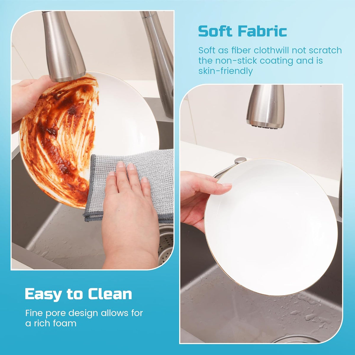 Forggon12 Pcs New Upgrade 3-Layer Metal Dish Cloth, No Scratches and No Odor, Multipurpose Wire Dishwashing Rag for Wet and Dry, Kitchen Cleaning DishRags,Sinks,Dishes,Stove Top, Dimensions(7.08X8.86)