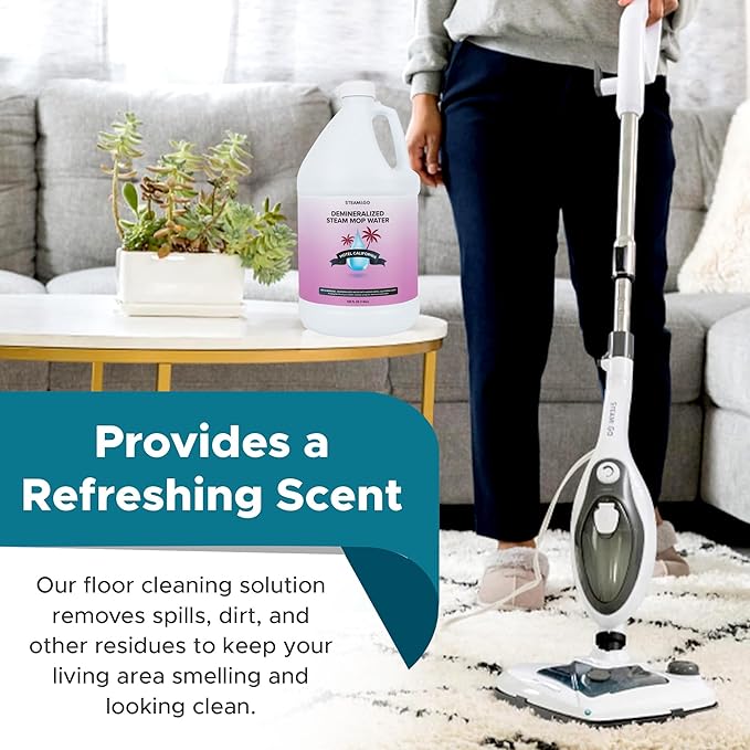 Steam & Go Deminerilized Water - Multi-Surface Cleaner for Steam Cleaners, Hardwood Floors, Kitchens, & Bathrooms - Germ-Killing Formula - Hotel California Scent - 1 Gallon
