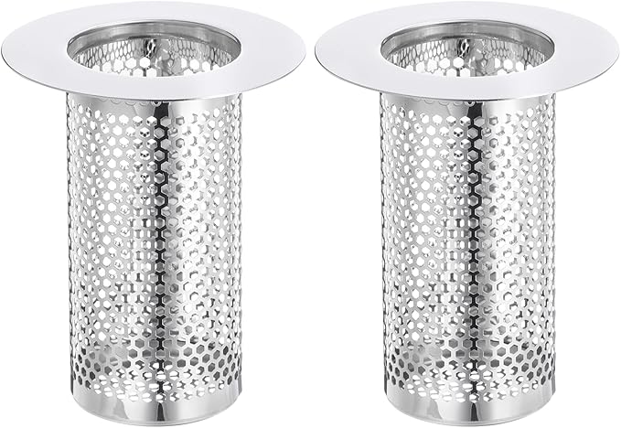 uxcell 3 Pack Shower Drain Strainer, 3.1" x 2.2" Stainless Steel Floor Drain Strainer Deep Sink Hair Catcher for Kitchen Bathroom Balcony Floor Drain, Fit Hole Size from 1.38" to 2.17"