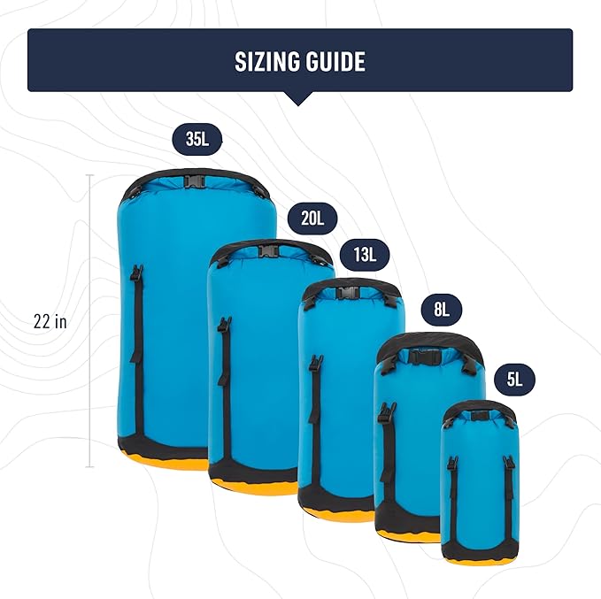 Sea to Summit eVac Compression Dry Bag, Waterproof Compression Sack, 13 Liter, Turkish Tile Blue