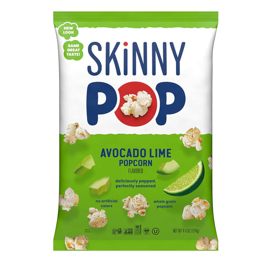 SkinnyPop Popcorn, Avocado Lime, Whole Grain Snack, Dairy-Free Snack, 4.4oz Bag