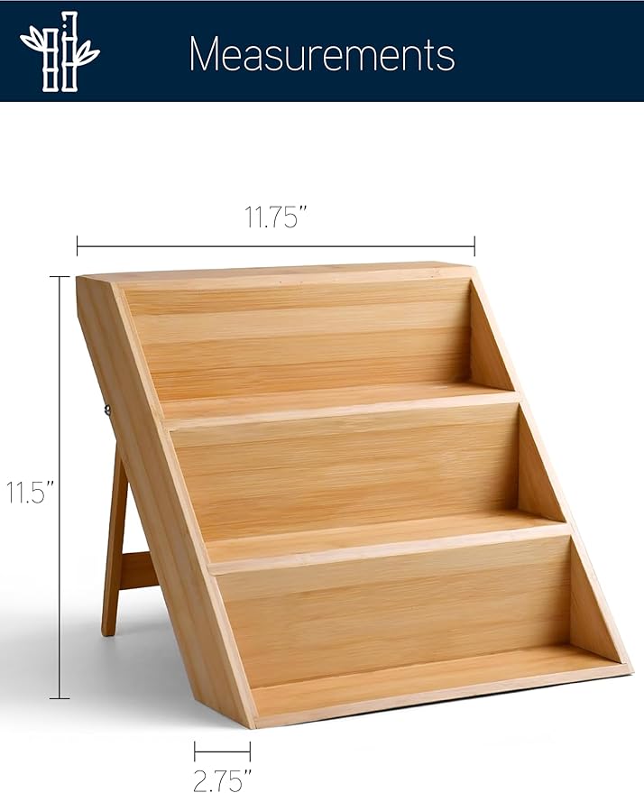 RoyalHouse Bamboo Spice Rack Organizer for Kitchen Cabinet, Countertop Display Shelf- 3 Tier Shelf -Space Organizer for Kitchen and Bathroom