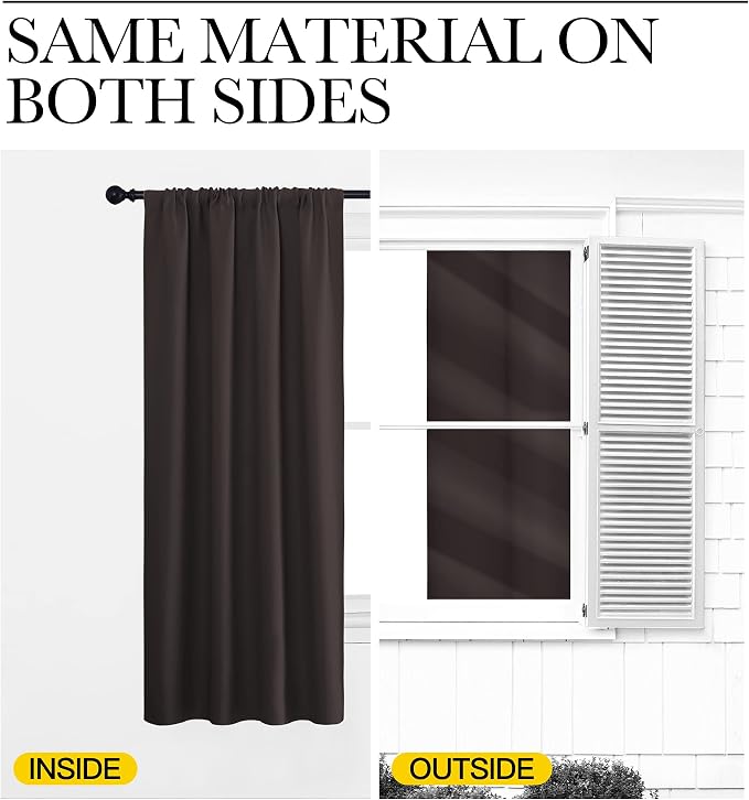 NICETOWN Kitchen Curtains, Toffee Brown, Short Blackout Drapes, Thermal