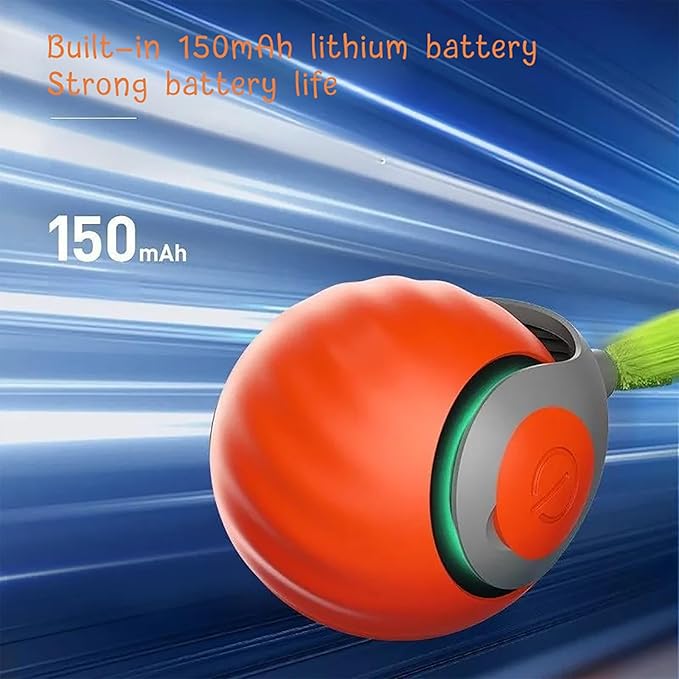Speedy Tail 2.0 Cat Toy, Interactive Smart Ball for Indoor Cats, USB Charging (Orange+Dark Blue)