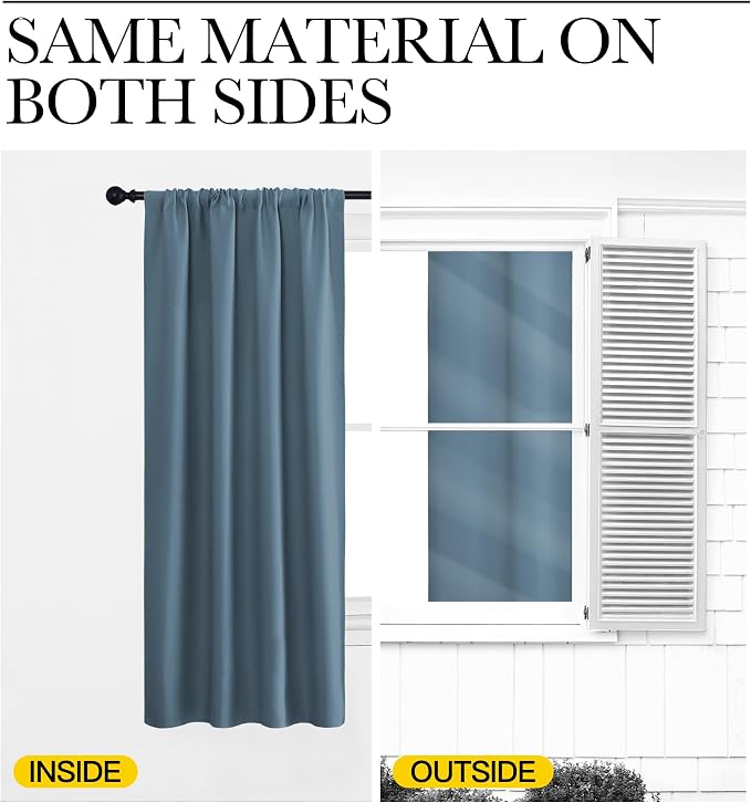 NICETOWN Blackout Curtains for Living Curtains, Smoky Blue, 2 Panels, 29 by 30