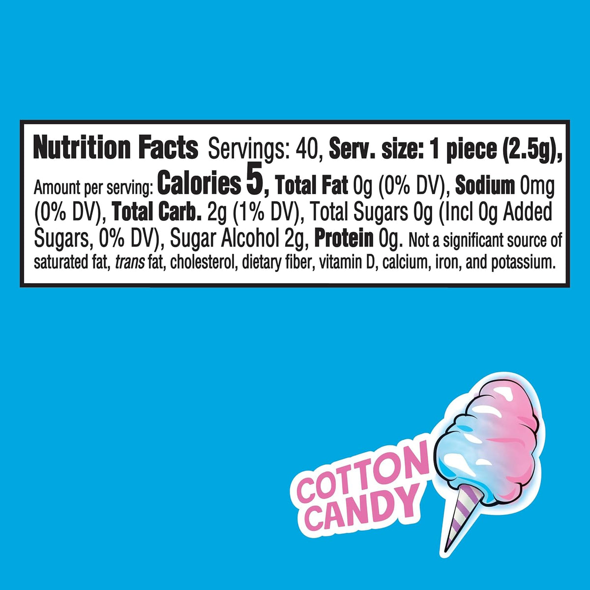 Trident Vibes Sugar-Free Chewing Gum, Cotton Candy Flavor, 40 Pieces