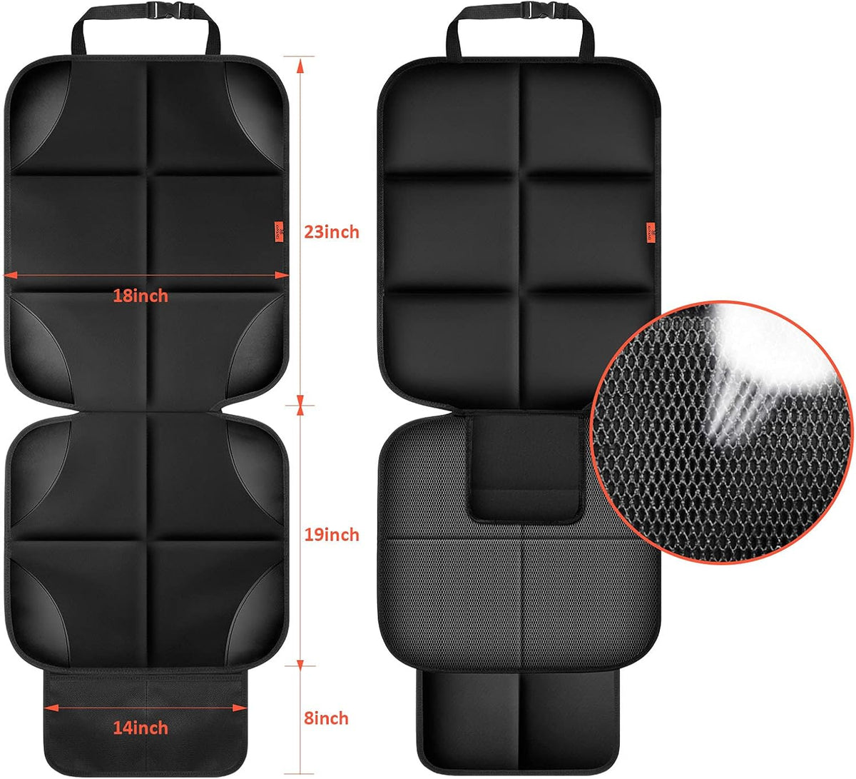 Car Seat Protector 1 Pack Car Seat Cushion Mat Thickest Padding,Waterproof 600D Fabric Car Seat Covers for Non-Slip Backing Mesh Pockets for Baby and Pet (Black, 1 Pc)