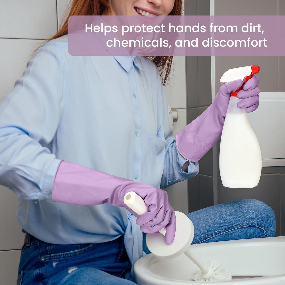 Rubber Cleaning Gloves for Dishwashing, 4 Pairs Reusable Kitchen Gloves for Washing Dishes and Household Cleaning, Colorful Dish Gloves with Flocked Lining and Non-Slip Grip, Pefect for Woman Men - M