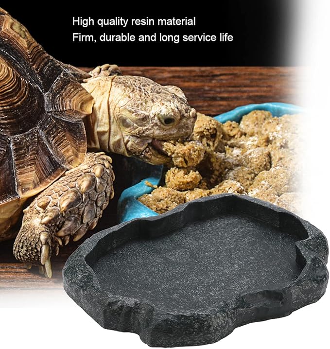 Yosoo Health Gear Reptile Feeder, ABS Resin Reptile Food Dish Feeder Bowl, Amphibian Decor, Pet Food Tray Feeding Dish for Tortoise, Gecko, Snake, Lizard ()