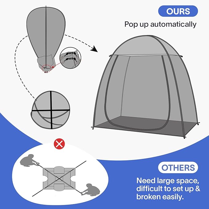 EighteenTek Screen House Gazebo, 2-4-6 Person Pop Up Screen Tent, Instant Screen Room with Carry Bag, Outdoor Mosquito Tent, Sun Shade Shelter for Patio, Garden, Backyard, Deck & Outdoor Activities