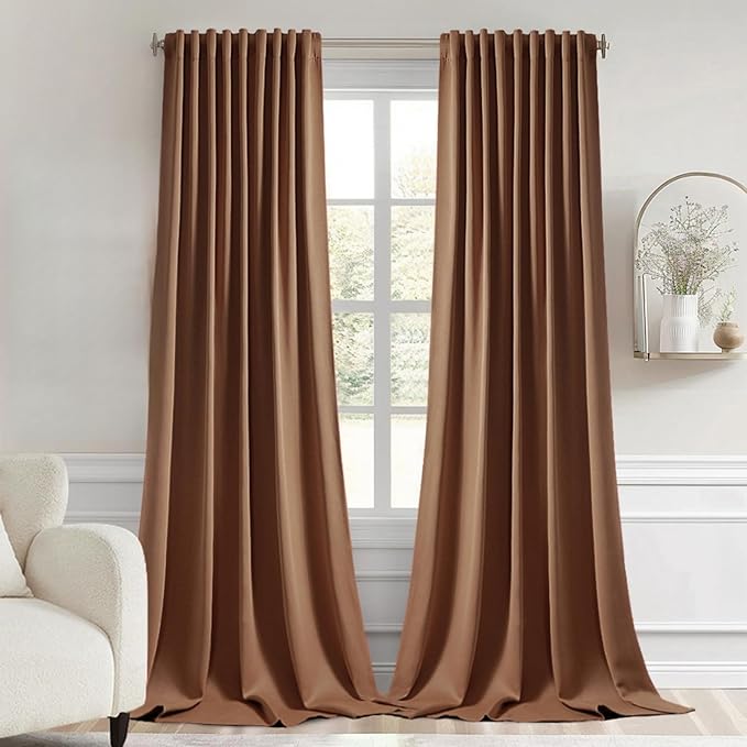 MIULEE Back Tab Blackout Curtains 120 Inch Long 2 Panels Set