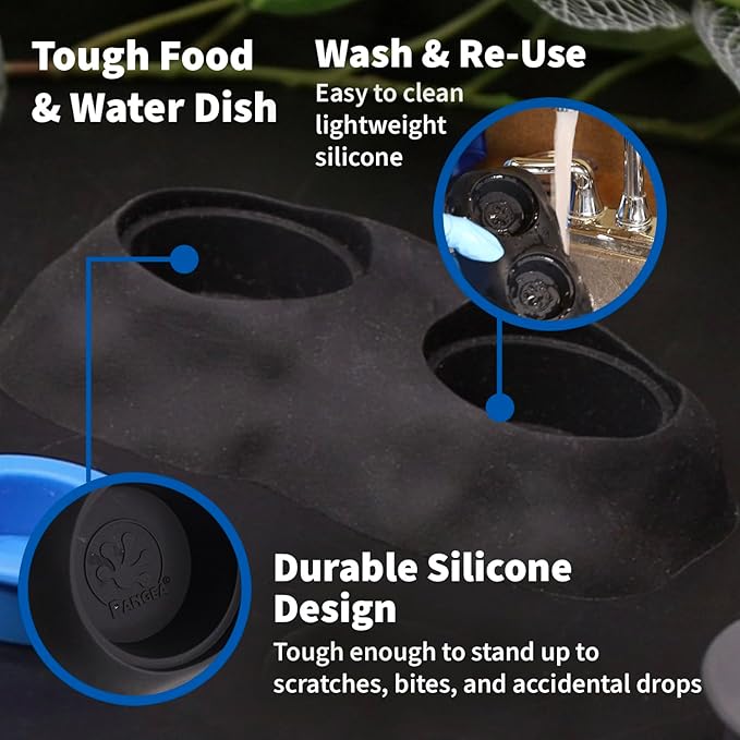 Pangea Ultimate Eco Dish, Crested Gecko Food and Water Bowl for Terrestrial Lizards, Durable Silicone Feeding Accessory for Reptile Terrariums 3.125in x 5.5in (Desert Marble)