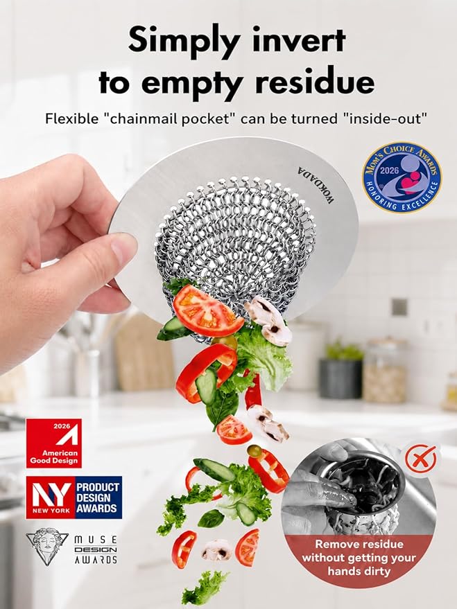 Sink Strainer with Stopper, Wokdada Revolutionary Clog-Free Food Catcher for Garbage Disposal