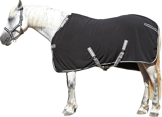 Horse Fleece Cooler, Blanket Liner - 300g Anti-Pilling Fleece, Moisture-Wicking, Cooling & Drying for Post-Workout, Bath & Travel, Prevent Overheating & Chilling Black 66