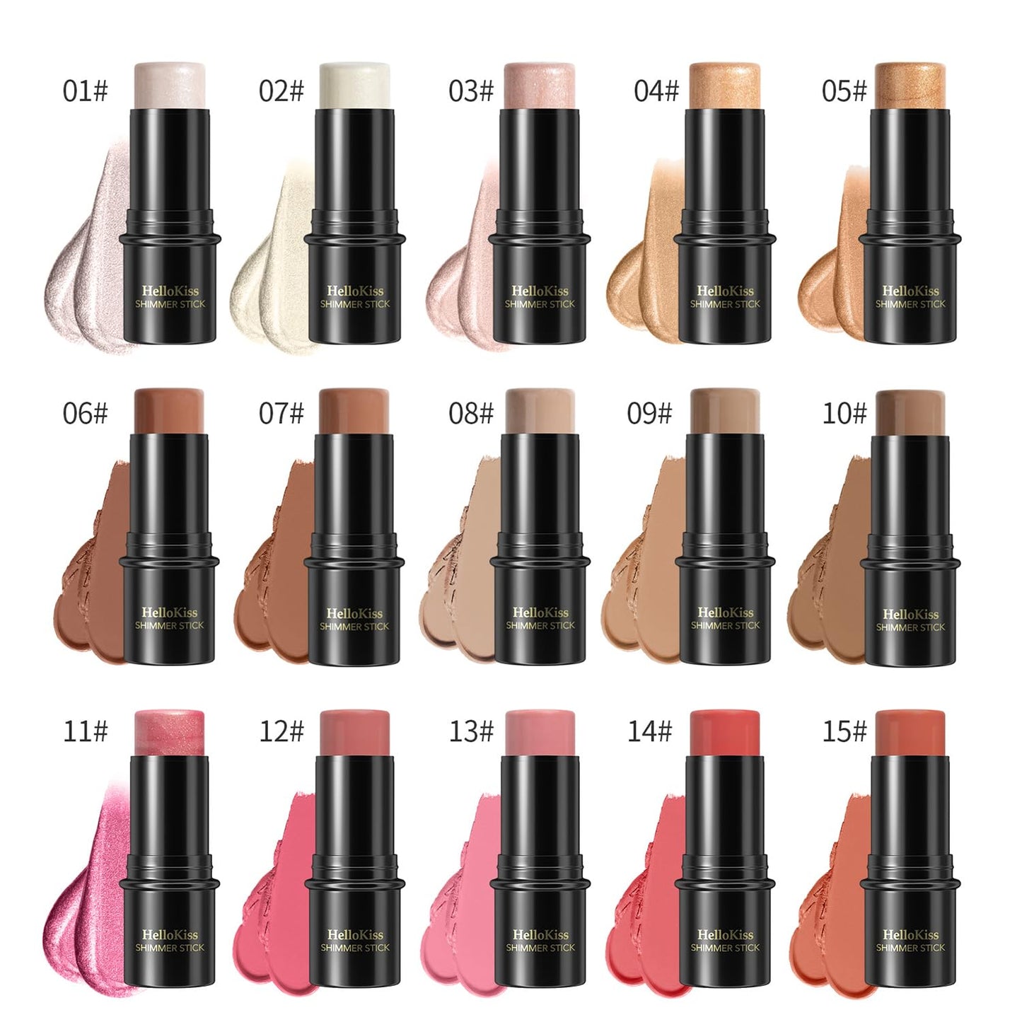 3 Pcs Cream Contour Stick Makeup Kit, Shades with Highlighter, Blush and Bronzer Contour Stick for Sculpt the Cheeks, Waterproof, Matte & Dewy Finish (Light,#01+#09+#11)