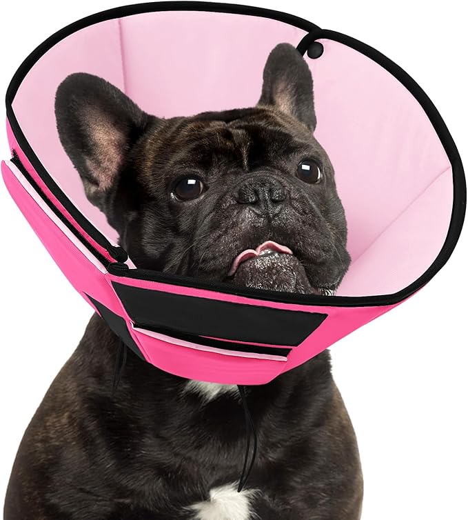 Small Dog Cone Collar, Adjustable Soft Dog Cone for Small Dogs to Stop Licking, Breathable Pet Recovery Cone for Small Male Female Dogs, Pink S