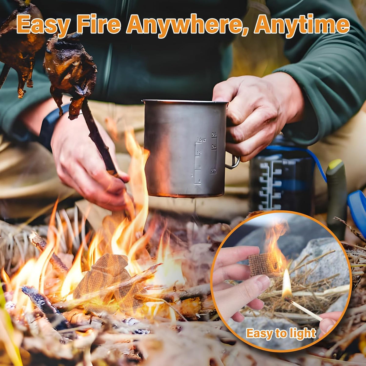 HGD Fire Starter, Natural Fire Starters for BBQ, Campfire, Fireplace, Charcoal, Wood Stove, Chimney, Fire Pit, Grill, Smoker, Indoor Outdoor Use