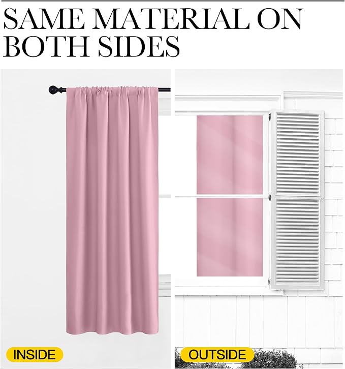 NICETOWN Blackout Curtains for Living Curtains, Rouge Pink, 2 Panels, 29 by 30