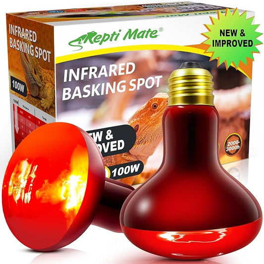 2 Pack Infrared Heat Lamp, 100W Reptile Heat Emitter Infrared Basking Spot Light, Red Heat Lamp for Chickens Coop Reptile Pets Brooder Use