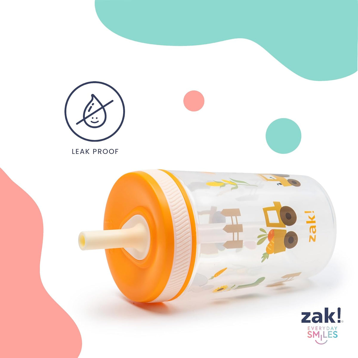 Zak Designs Kelso Toddler Cups For Travel or At Home, 15oz 2-Pack Durable Plastic Sippy Cups With Leak-Proof Design is Perfect For Kids (DinoRoar, Zaksaurus)
