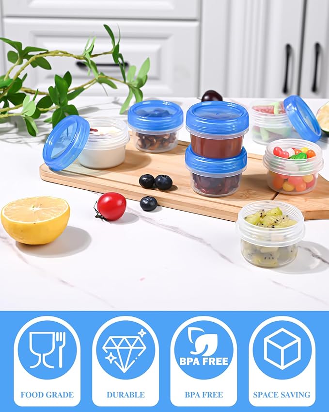 Salad Dressing Containers, [8 Pack*2 oz] Reusable Easy to Open Dressing, Condiment, Sauce, Dip Containers to Go With Leak-Proof Twist Top Lids, Bpa Free, Safe For Microwave, Freezer, Dishwasher