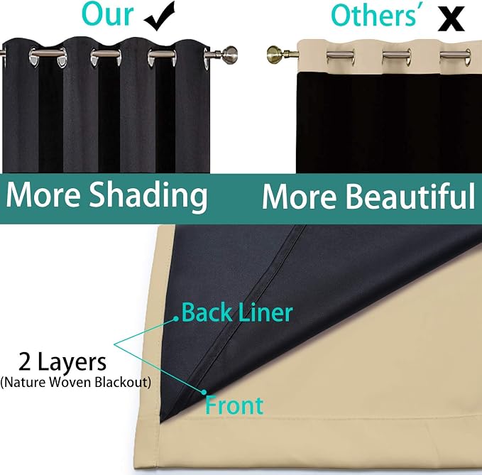 Yakamok 108 Inches Long Thermal Insulated 100% Blackout Curtains