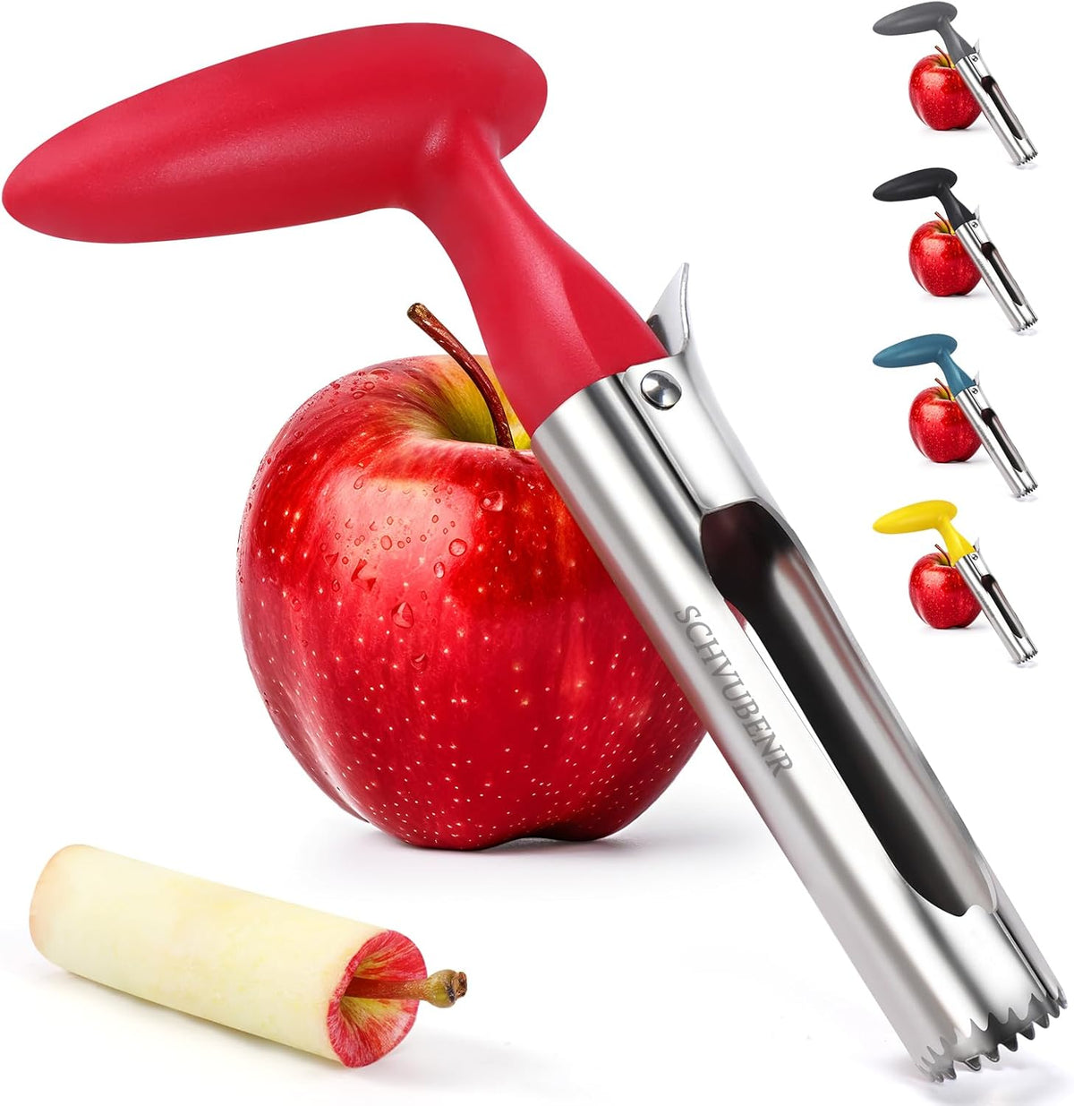 SCHVUBENR Premium Apple Corer Tool - Easy to Use and Clean - Sturdy Apple Core Remover with Sharp Serrated Blades - Stainless Steel Corers for Apple and Pear - Core Fruits with Ease(Red)