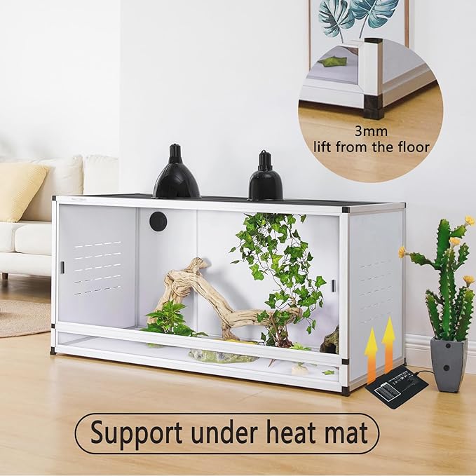 Reptile Enclosure 40x16x16'' Large Reptile Terrarium Habitat Tank for Bearded Dragon Gecko Lizard Snake, 44 Gallon Wide Breeding Lounge Vivarium Area with Sliding Doors Lock