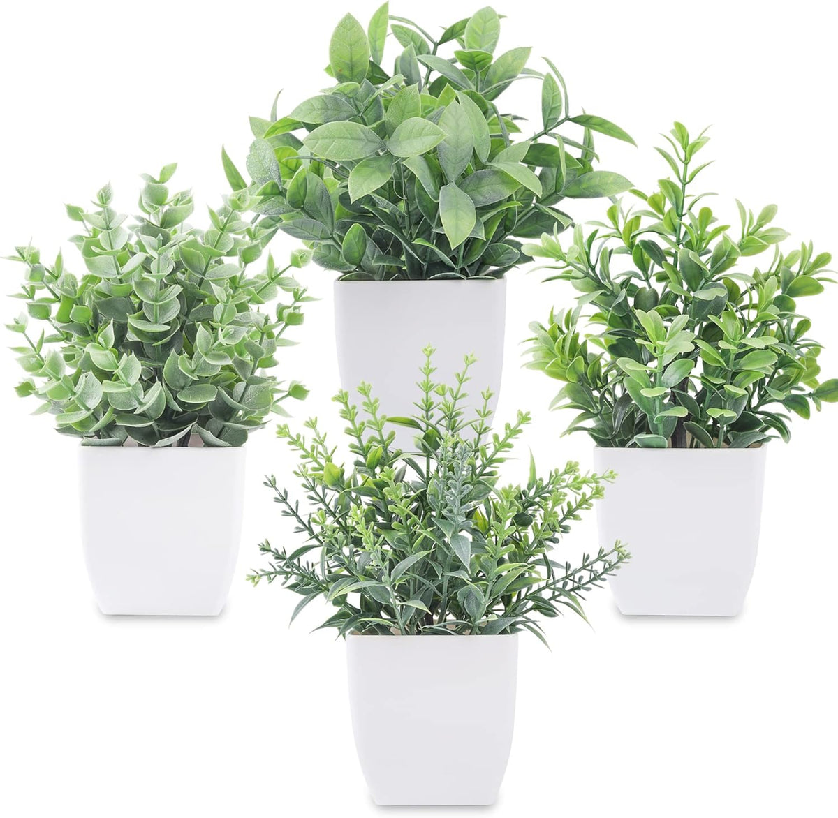 Der Rose 4 Pack Fake Plants Mini Artificial Greenery Potted Plants for Home Decor Indoor Office Table Room Farmhouse Bathroom Decor