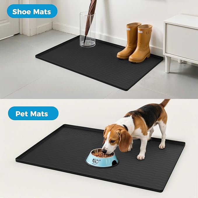 URMONA 37'' x 22'' Waterproof Silicone Under Sink Mat Cabinet and Counter Protector, Shelf Liner for Kitchen and Bathroom, Storage and Organizers, Litter Mat, Pet Cat Puppy Essentials(Brown)