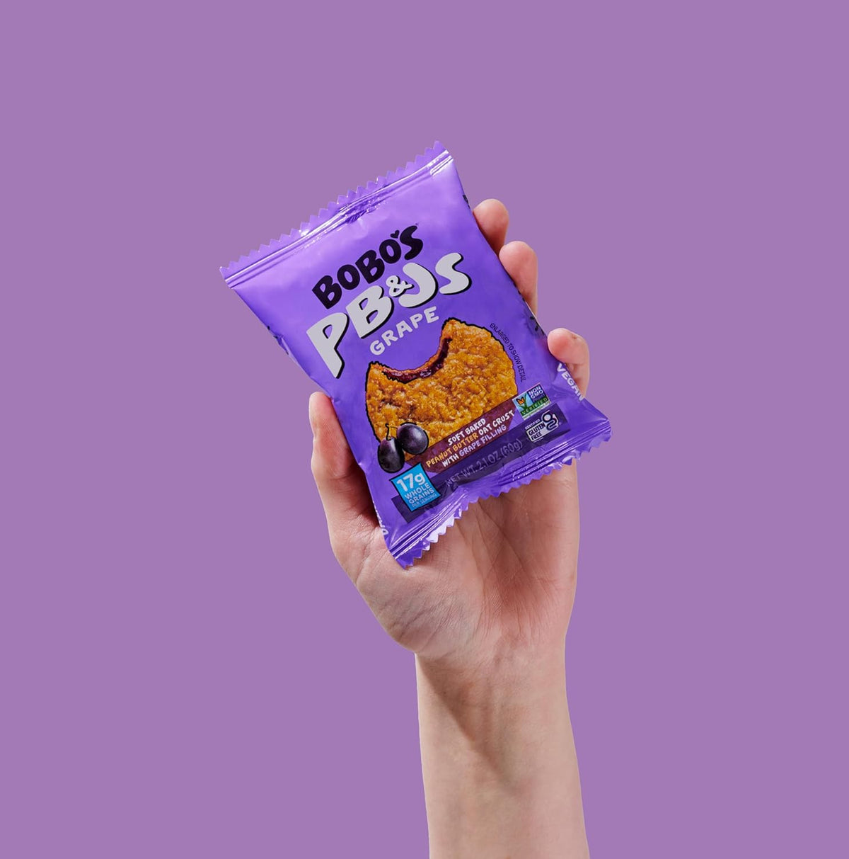 Bobo's Grape PB&J Oat Snacks, Simple Ingredients, Whole Grain Oats, Plant Based, Non-GMO, Gluten Free Breakfast Bars, Healthy Snacks for Adults & Kids (24 Snacks)