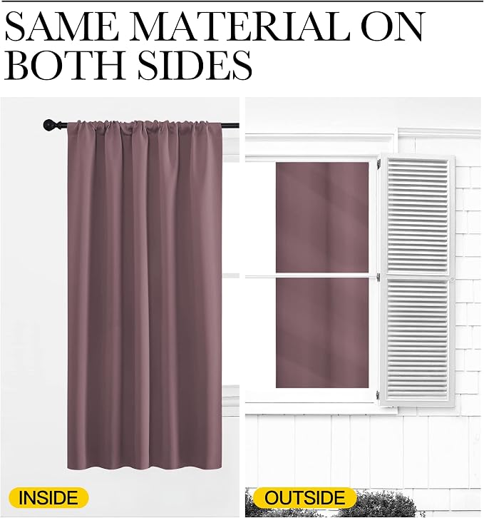 NICETOWN Living Room Curtains, Home Decorations Thermal Insulated Solid Rod