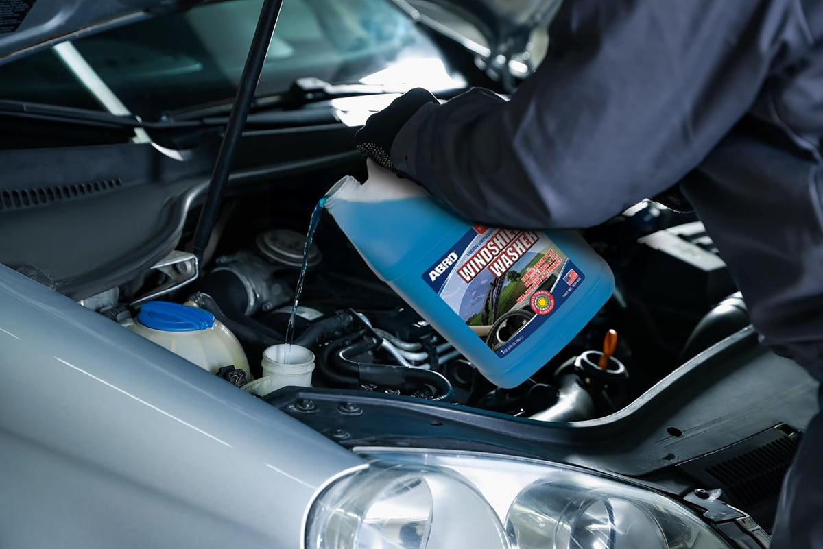 ABRO Windshield Washer Fluid Ready to Use Formula - 1 Gallon, Pre-Mixed, Streak-Free Cleanliness, 2-In-1 Removes Bugs & Tar