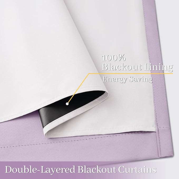 Yakamok 100% Blackout Curtain Panels 72 inches Cold and Light Blocking Drapes