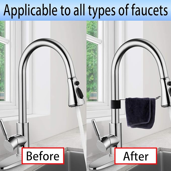 2 Pack Towel Holder for Kitchen Sink Cabinet，Stylish Functional Dish Towel Holder for Multiple Types of Sink faucets (Silver Color)