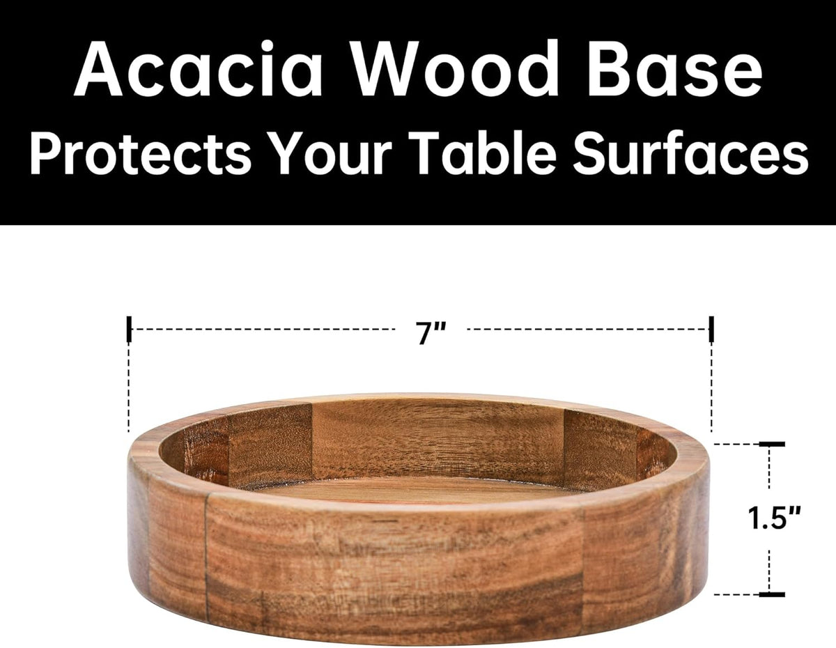 Extra Large Glass Salad Bowl Set - Party Salad Bowls with Acacia Wood Base and Serving Utensils - Elegant and Practical Kitchen Must-Have