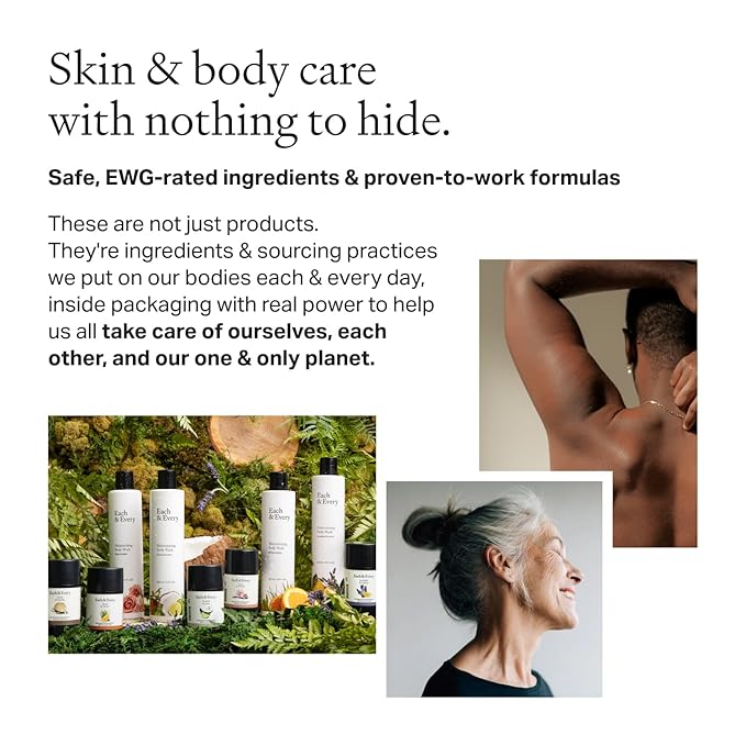 Each & Every All Natural Deodorant for Women & Men - Sensitive Skin, Plant-Based, Baking Soda & Aluminum-Free Deodorant - 24 Hr Odor Control - Unscented & Fragrance Free Travel Size (3 Pack, 1.7oz)