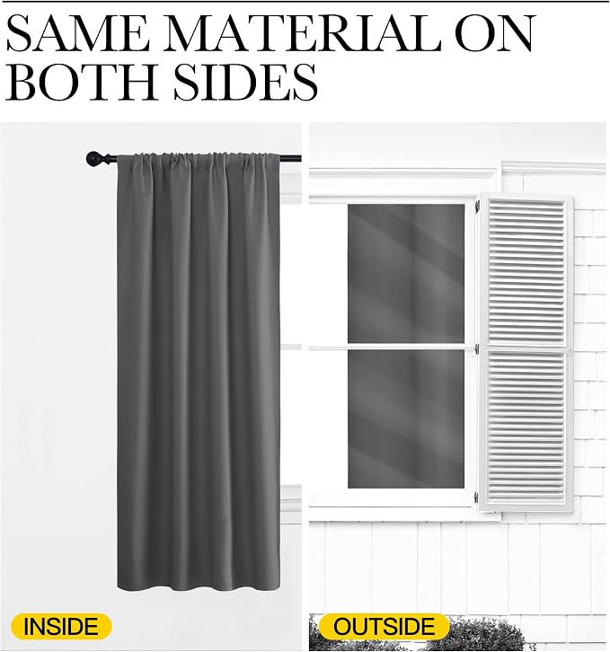 NICETOWN Grey Window Curtains for Bedroom