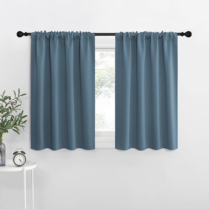 NICETOWN Blackout Curtains for Living Curtains, Smoky Blue, 2 Panels, 29 by 30