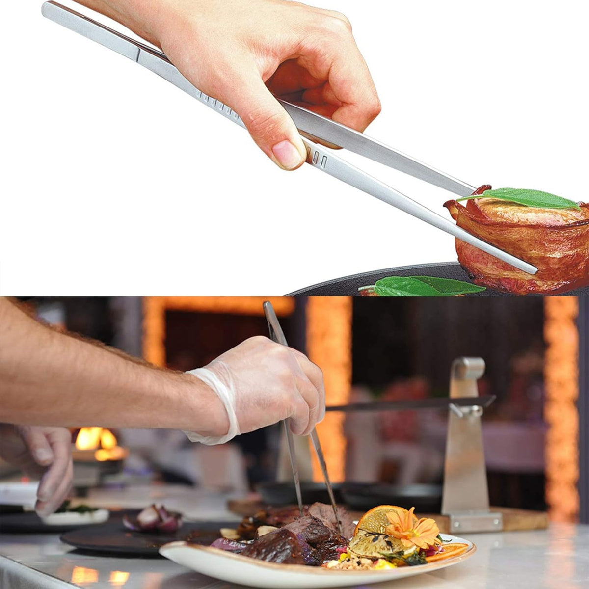 2 Pcs 12-Inch Fine Tweezer Tongs,Extra-Long Stainless Steel Tweezers Tongs
