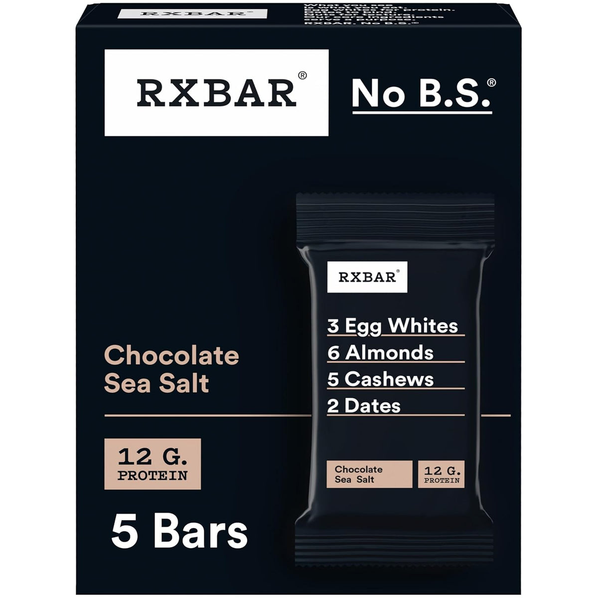 RXBAR Protein Bars, Protein Snack, Snack Bars, Chocolate Sea Salt, 9.1oz (5 Count)