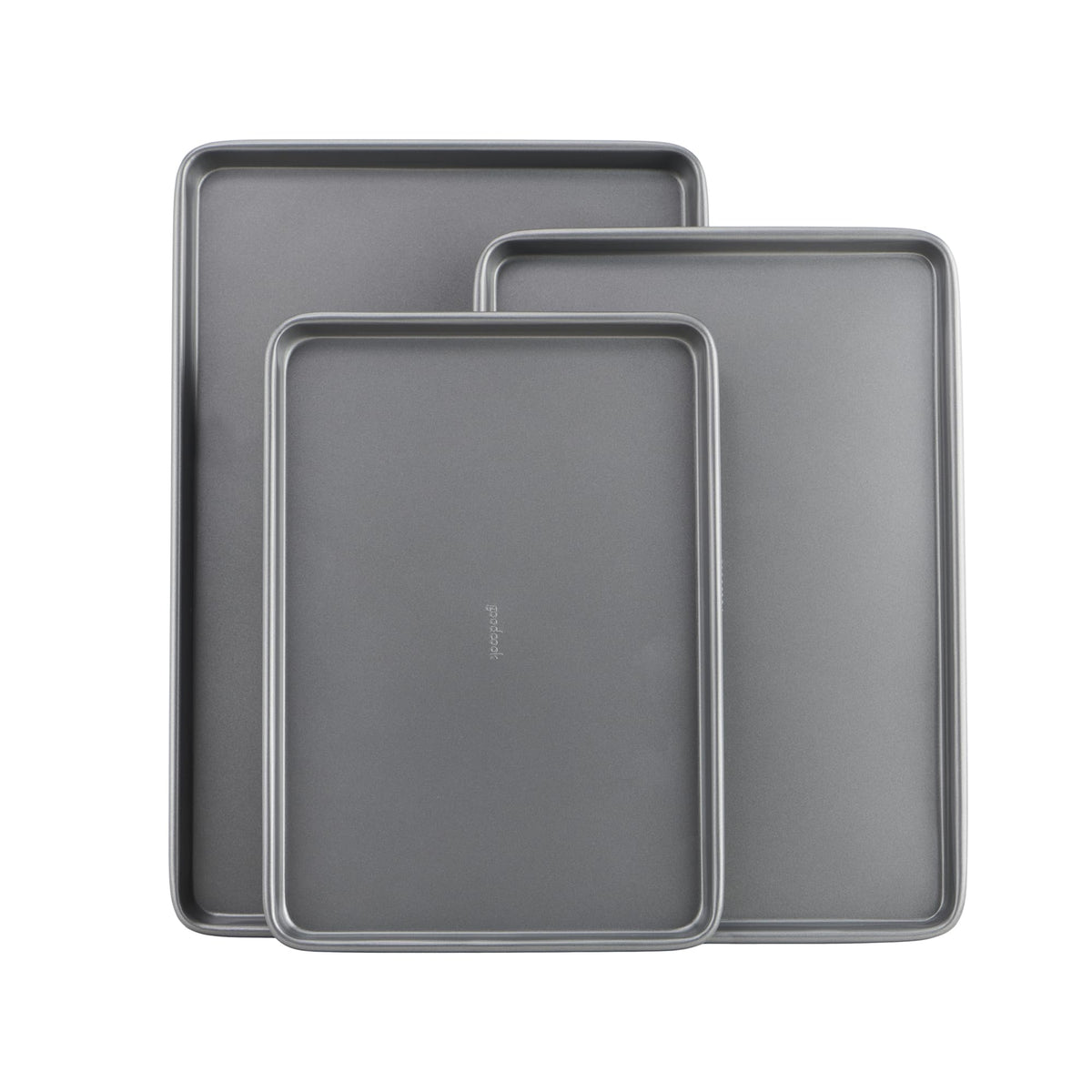 GoodCook Everyday Nonstick Baking Sheet Set, 3 Pack Includes One Small, Medium & Large Pan Carbon Steel Construction Cookie Sheet Bakeware Set, Gray