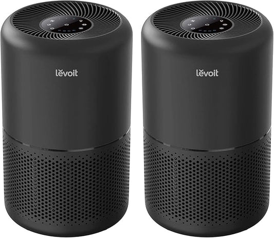 LEVOIT Air Purifier for Home Allergies Pets Hair in Bedroom, Covers Up to 1074 ft² by 56W High Torque Motor, 3-in-1 Filter, Sleep Mode, Remove Dust Smoke Pollutants Odor, Core 300-P, Black, 2 Pack