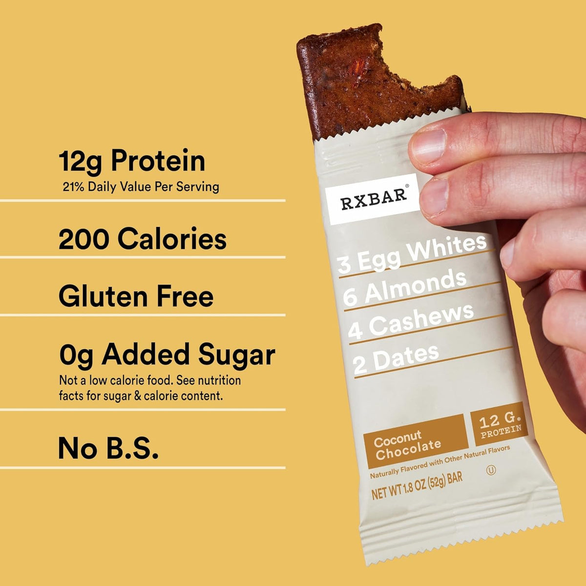 RXBAR Protein Bars, Protein Snack, Snack Bars, Coconut Chocolate, 22oz Box (12 Count)