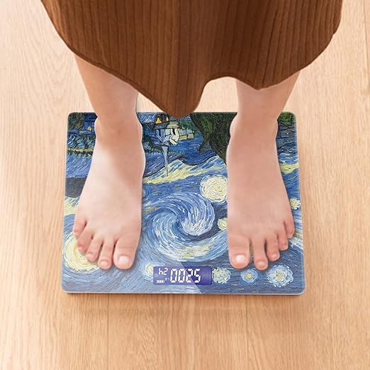 Weight Scale Digital Bathroom Scale Scale for Body Weight 400 lbs Personalized Digital Scale with Backlit Display Easy Read(Battery Not Included) - Blue Abstract Starry Sky