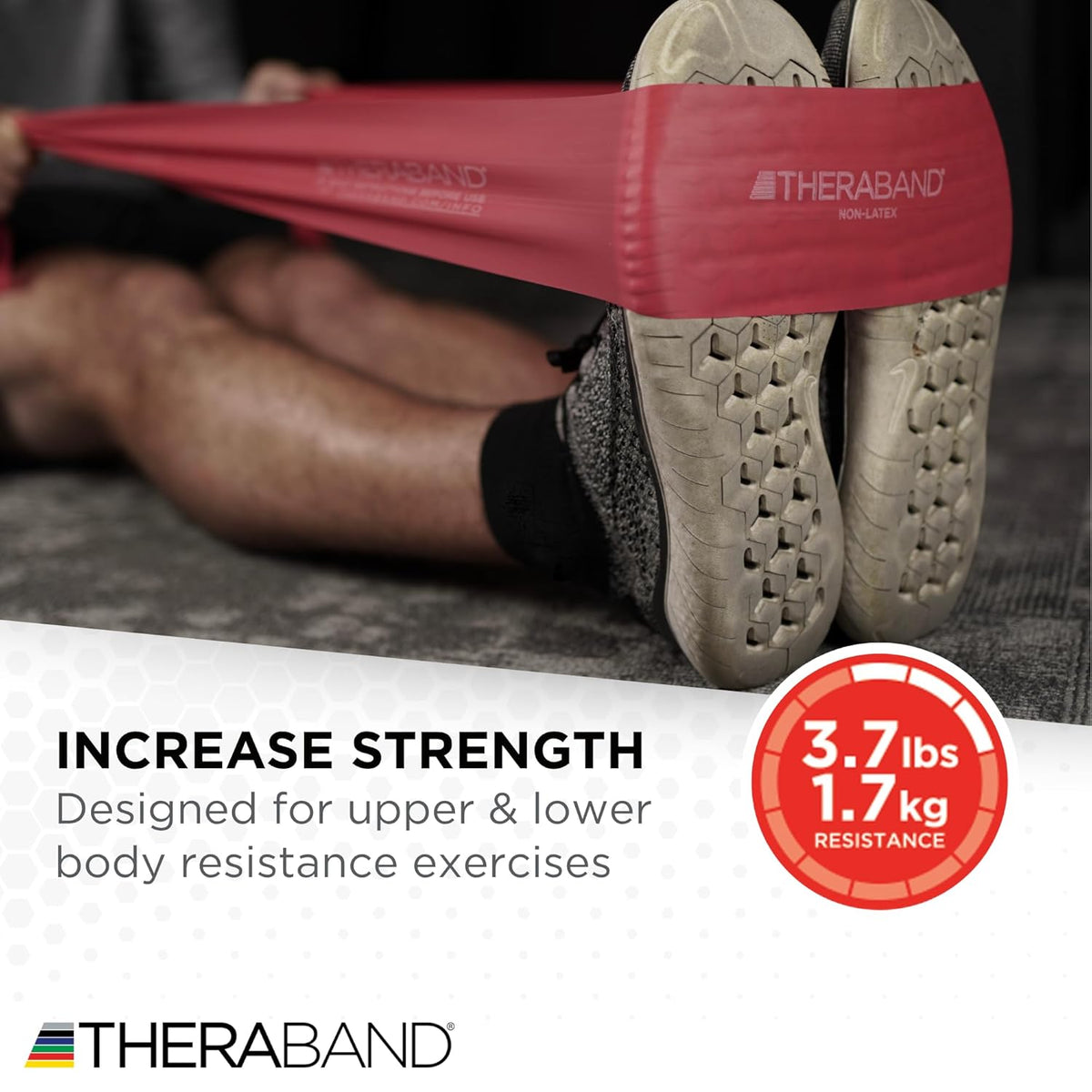 THERABAND Resistance Bands Set, Beginner Kit, Yellow, Red, Green, Non-Latex Elastic Bands for Exercise & Physical Therapy, Strength Training Bands for Upper & Lower Body Fitness