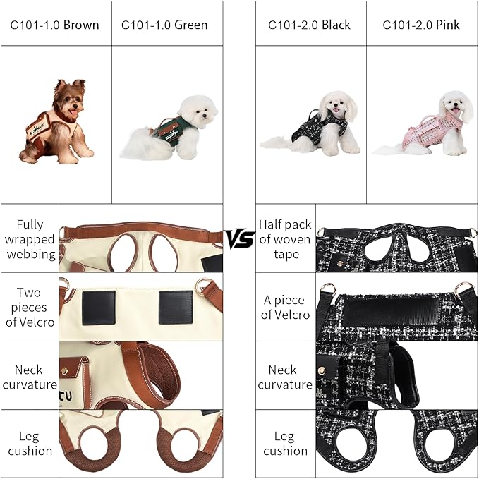 Dog Lift Harness Dog Carrier VES Harness Adjustable Leash with Small Puppy Treat Bag,Fits Most Cars,S，4-8 LBS