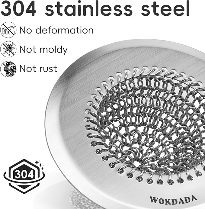 Sink Drain Strainer, Reversible Easy Clean Mesh Sink Strainer with 304 Stainless Steel, Wokdada Revolutionary Anti-Rust Large Kitchen Sink Strainer Food Catcher for Garbage Disposal Without Clogging