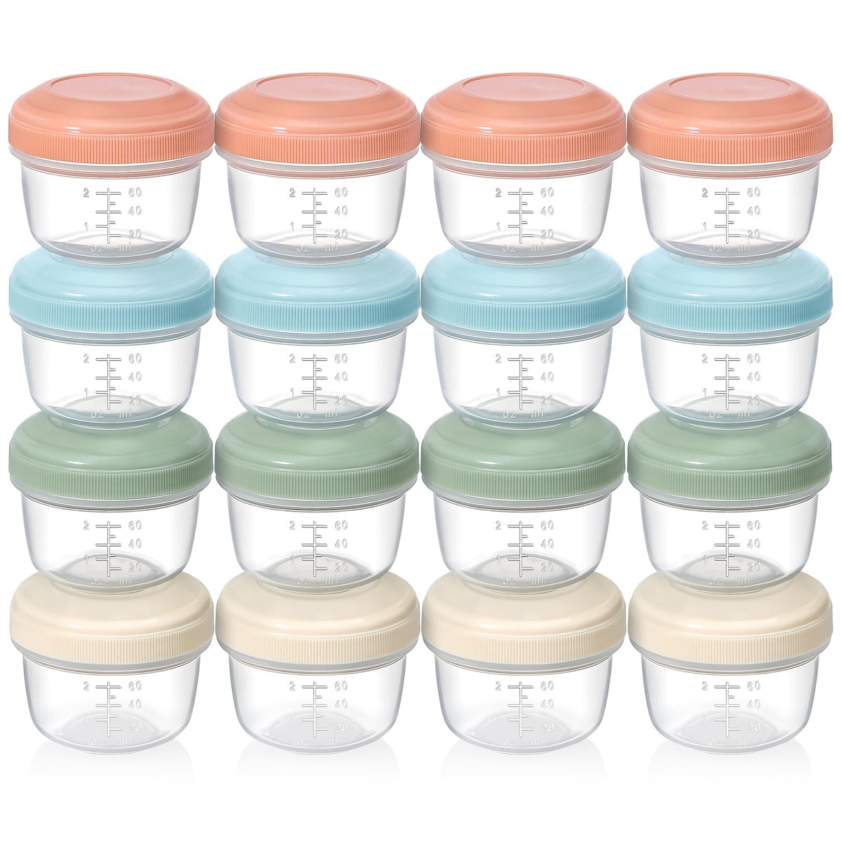 VITEVER [16 Pack] 4 oz Small Containers with Lids, Reusable Plastic Jars for Snack and Puree, Salad Dressing Container to Go, Deli Containers, Freezer Baby Food Containers, Dishwasher Safe, BPA Free